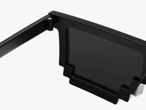 Pixel Style Glasses Black 3D Model