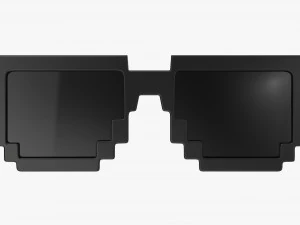 Pixel Style Glasses Black 3D Model
