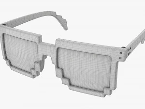 Pixel Style Glasses Black 3D Model