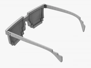 Pixel Style Glasses Black 3D Model