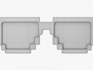 Pixel Style Glasses Black 3D Model