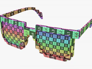 Pixel Style Glasses Black 3D Model