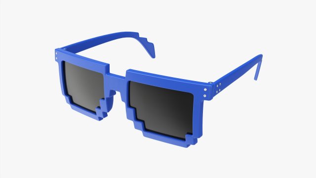 Pixel Style Glasses Blue Model 3D .c4d .max .obj .3ds .fbx .stl .blend 