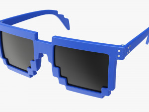 Pixel Style Glasses Blue Model 3D