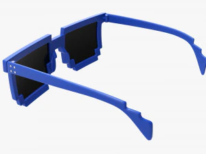 Pixel Style Glasses Blue 3D Model