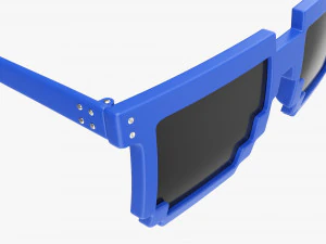 Pixel Style Glasses Blue 3D Model