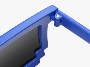 Pixel Style Glasses Blue Model 3D
