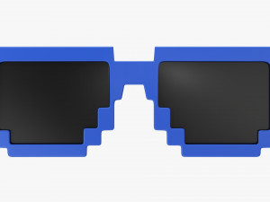 Pixel Style Glasses Blue Model 3D