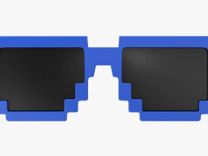 Pixel Style Glasses Blue 3D Model
