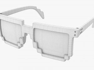Pixel Style Glasses Blue Model 3D