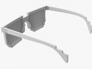 Pixel Style Glasses Blue Model 3D