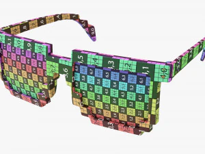 Pixel Style Glasses Blue 3D Model
