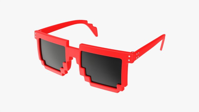 Pixel Style Glasses Red 3D 模型 .c4d .max .obj .3ds .fbx .stl .blend 