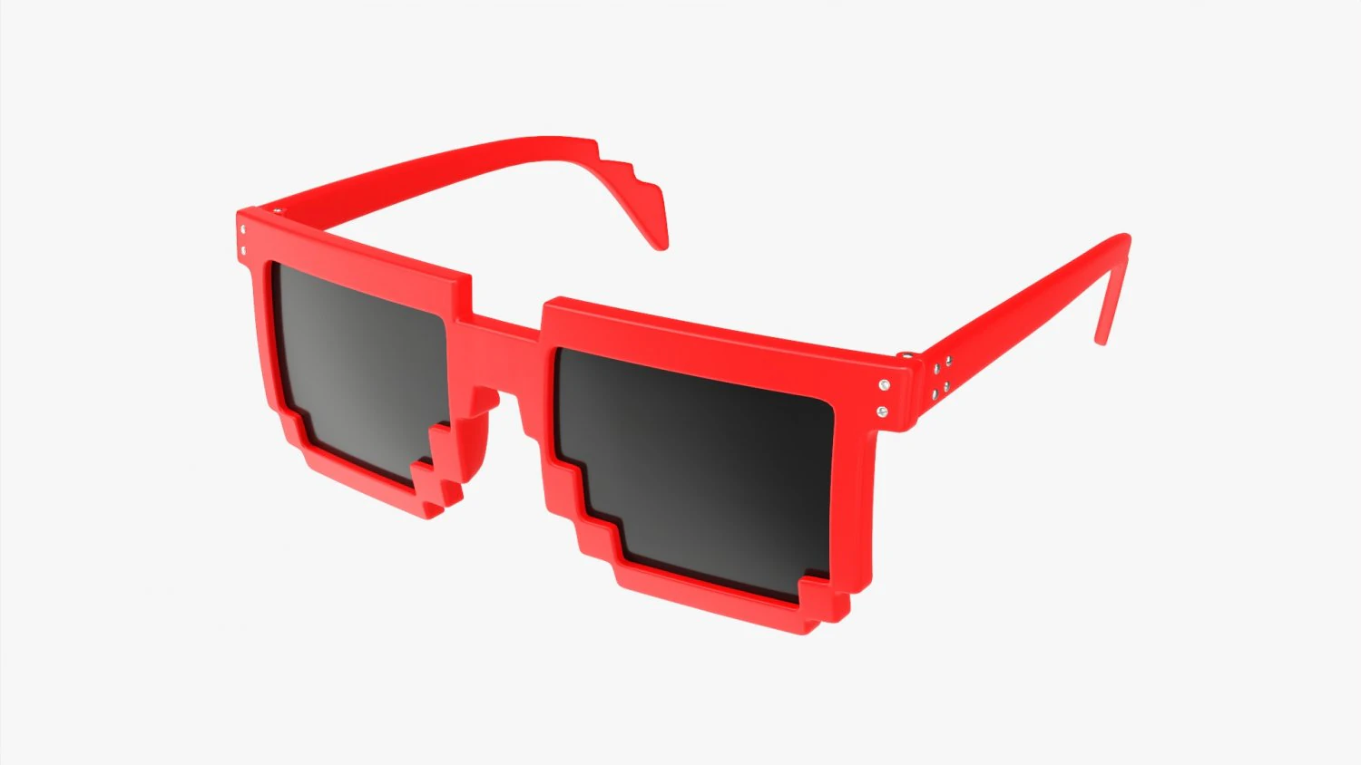 Pixel Style Glasses Red 3D Model .c4d .max .obj .3ds .fbx .stl .blend 
