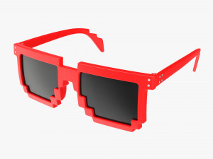 Pixel Style Glasses Red 3D Model