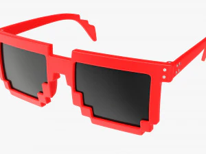 Pixel Style Glasses Red 3D Model