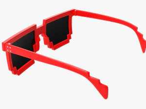 Pixel Style Glasses Red 3D Model