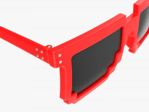 Pixel Style Glasses Red 3D Model