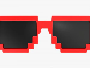 Pixel Style Glasses Red 3D Model