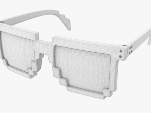 Pixel Style Glasses Red 3D Model
