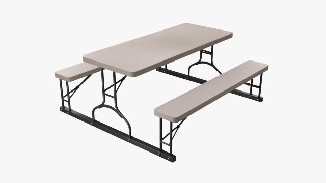 Rectangular Folding Picnic Table 3D 모델 .c4d .max .obj .3ds .fbx .stl .blend 