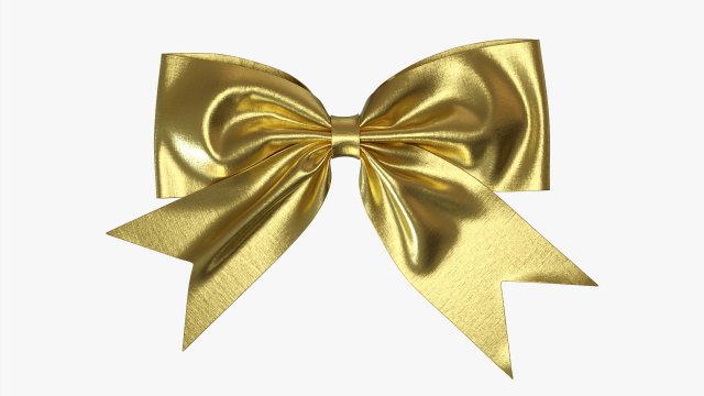 Small Ribbon Decoration Metallic Gold 3D Model .c4d .max .obj .3ds .fbx .stl .blend 