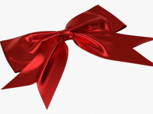 작은 리본 장식 메탈릭 레드 3D 모델