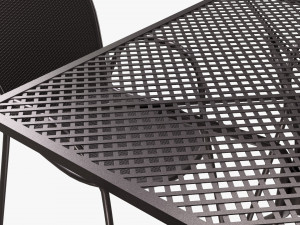 Square Dining Mesh Table With Armchairs 3D 模型