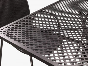 Square Dining Mesh Table With Armchairs 3D Model