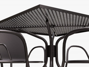 Square Dining Mesh Table With Armchairs 3D 模型