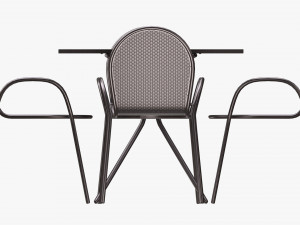 Square Dining Mesh Table With Armchairs 3D 模型