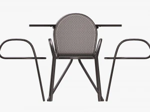 Square Dining Mesh Table With Armchairs 3D Model