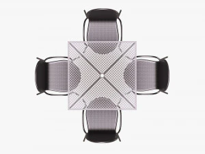 Square Dining Mesh Table With Armchairs 3D Model