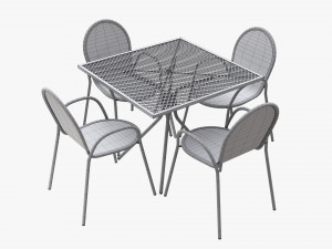 Square Dining Mesh Table With Armchairs 3D 模型
