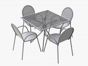 Square Dining Mesh Table With Armchairs 3D Model