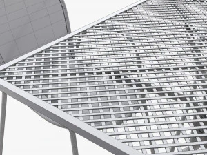 Square Dining Mesh Table With Armchairs 3D Model