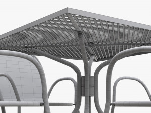 Square Dining Mesh Table With Armchairs 3D 模型