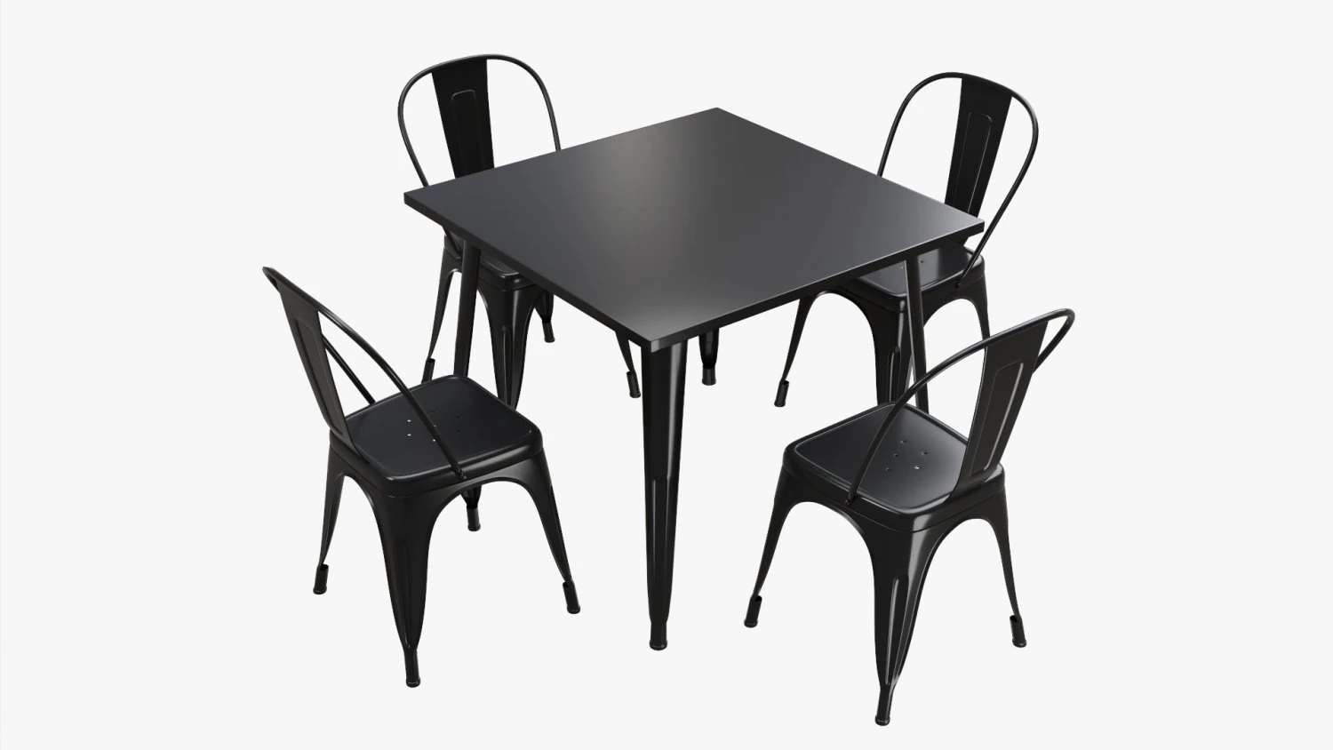 Square Dining Outdoor Table With Chairs 3D Model .c4d .max .obj .3ds .fbx .stl .blend 