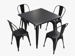 Square Dining Outdoor Table With Chairs Model 3D