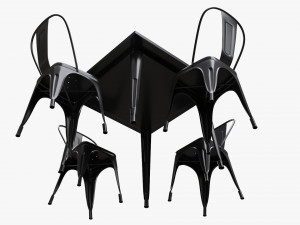 Square Dining Outdoor Table With Chairs 3D Model