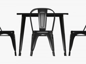 Square Dining Outdoor Table With Chairs 3D Model