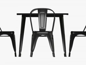 Square Dining Outdoor Table With Chairs 3D Model