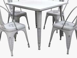 Square Dining Outdoor Table With Chairs 3D Model