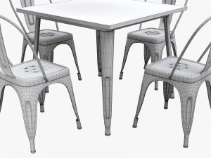 Square Dining Outdoor Table With Chairs 3D Model