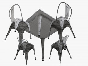 Square Dining Outdoor Table With Chairs 3D Model