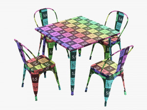 Square Dining Outdoor Table With Chairs 3D Model