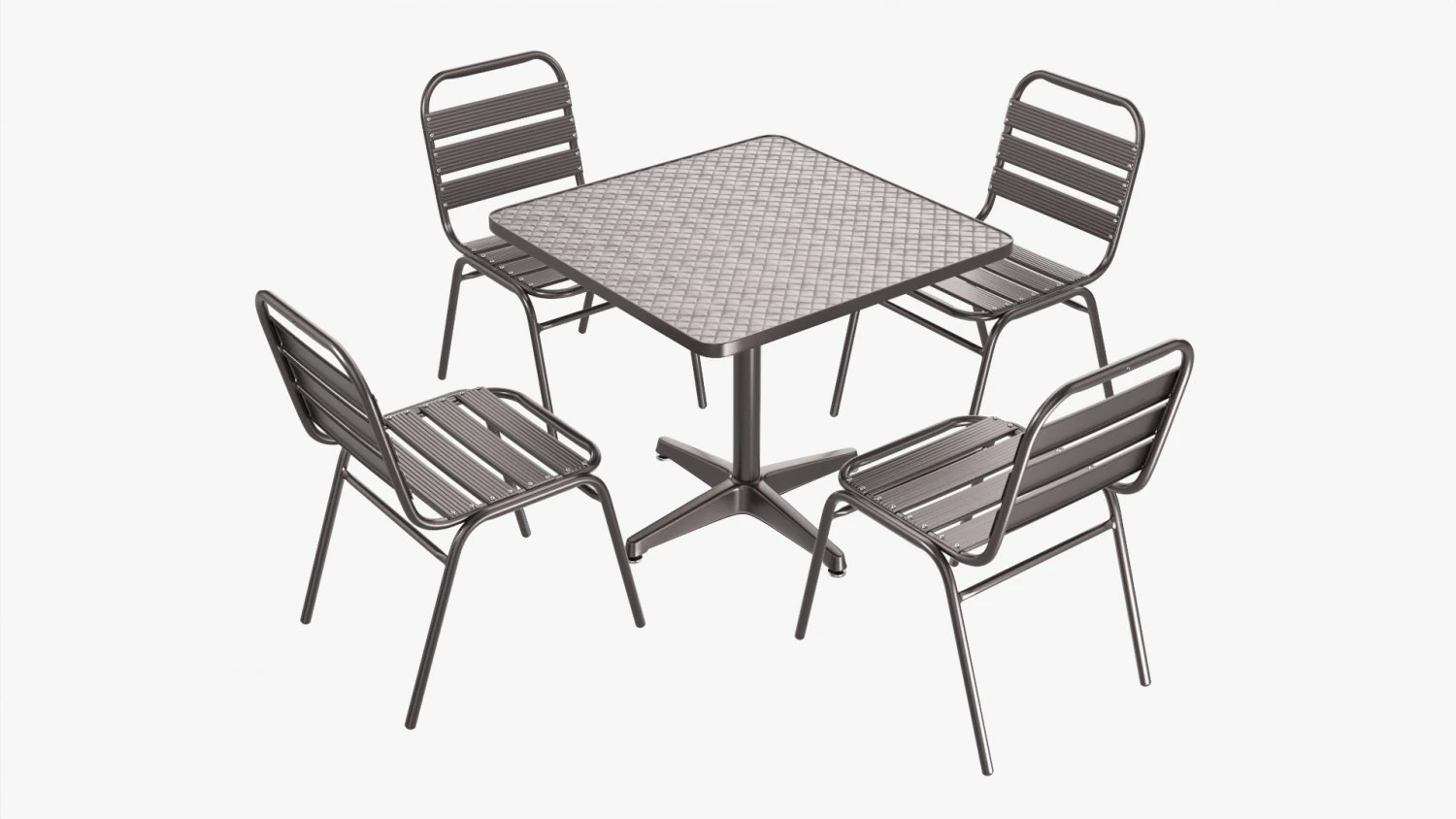 Square Metal Dining Table With Chairs 3D Model .c4d .max .obj .3ds .fbx .stl .blend 