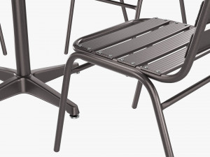 Square Metal Dining Table With Chairs 3D Model