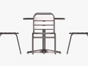 Square Metal Dining Table With Chairs 3D Model