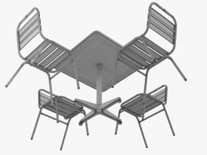 Square Metal Dining Table With Chairs 3D Model